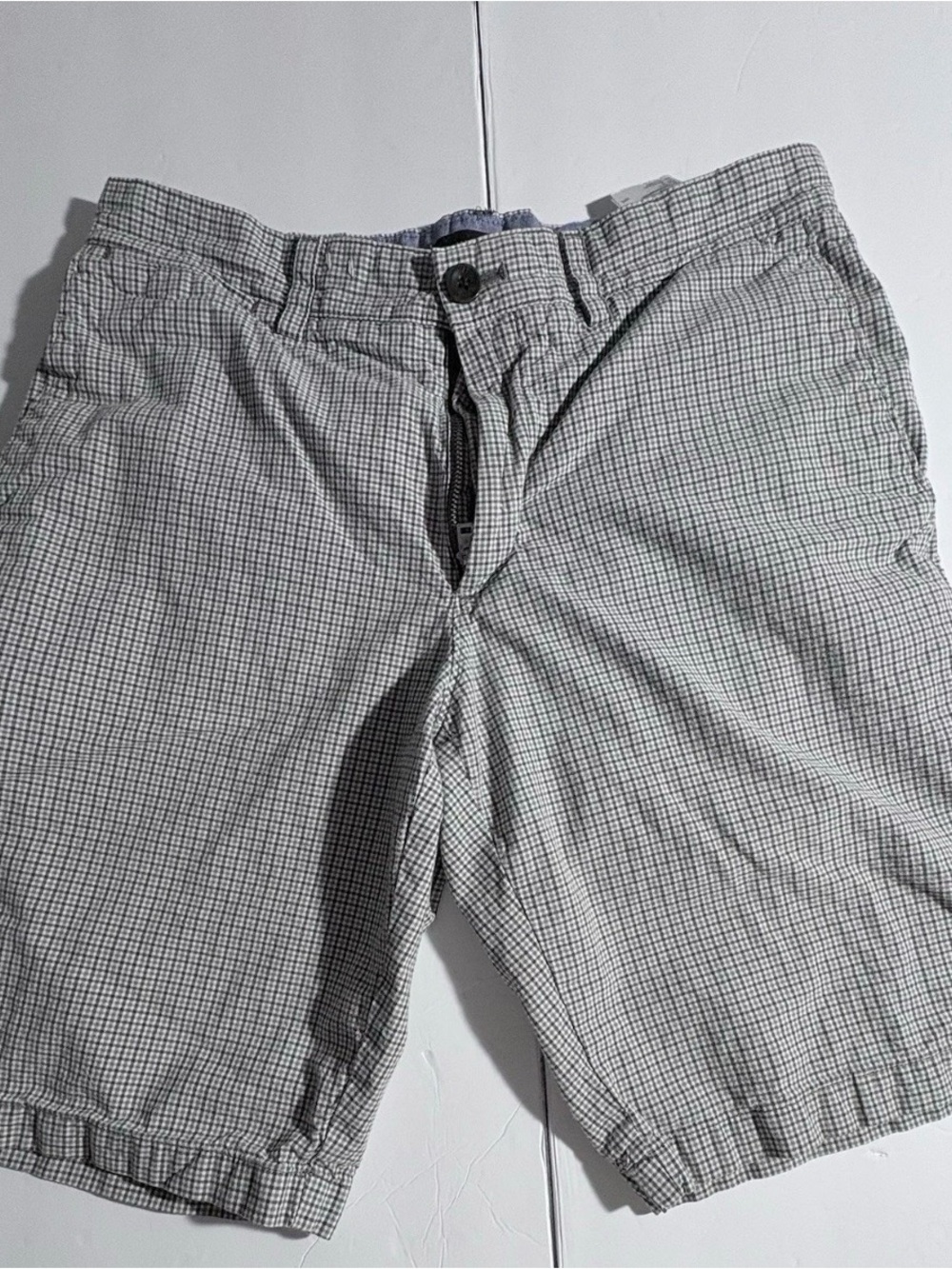 Banana Republic Gray Micro-Check Flat Front Shorts